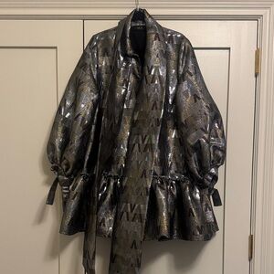 AKIRA Shimmering Silver Dress with Bows